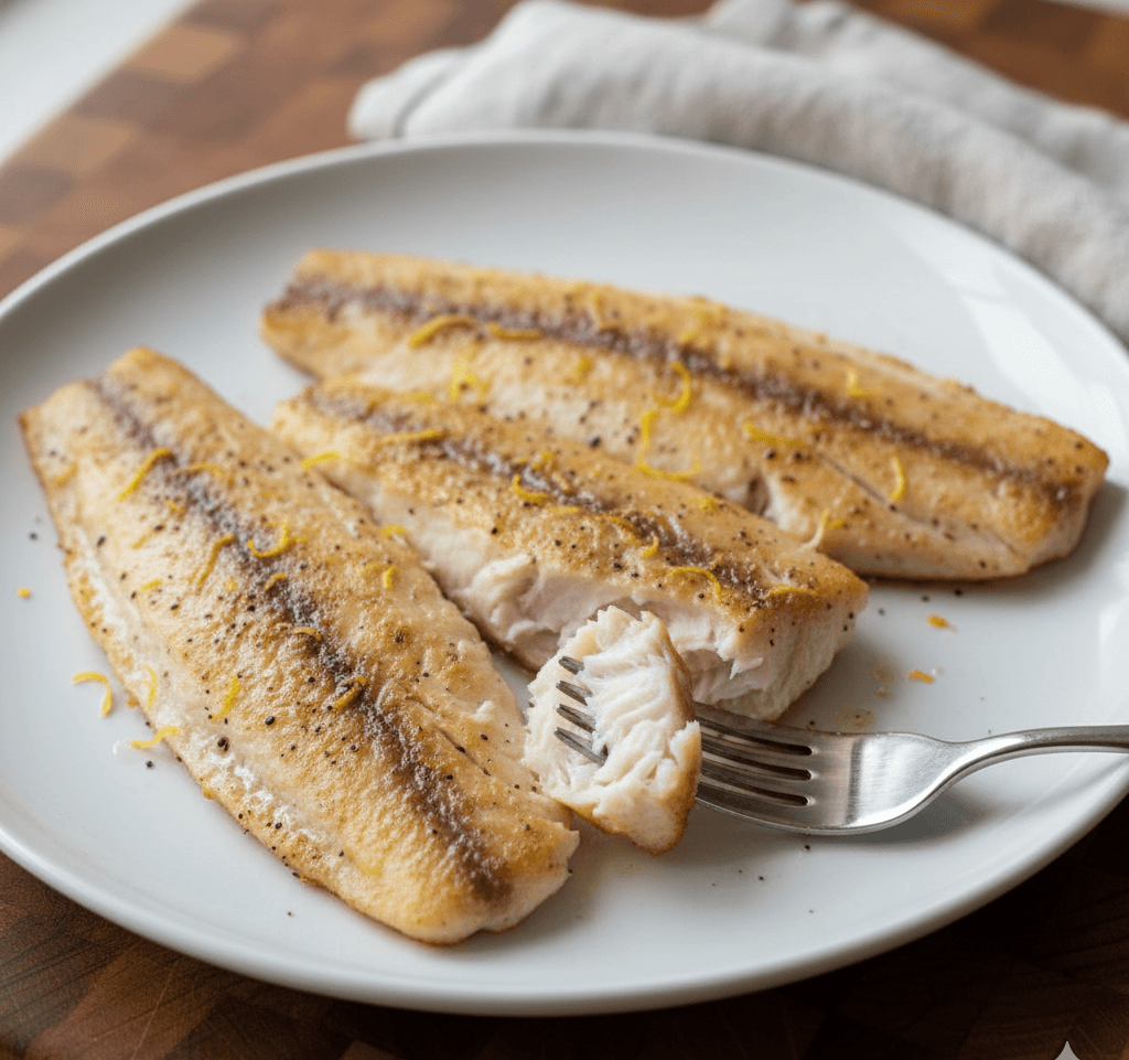 Flaky air fryer fish fillets with moist interior and lightly browned surface