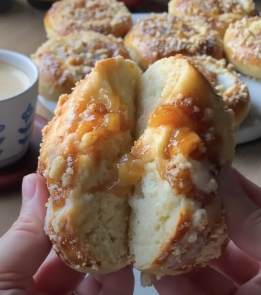 mini apple pie break in half and filled apple filling