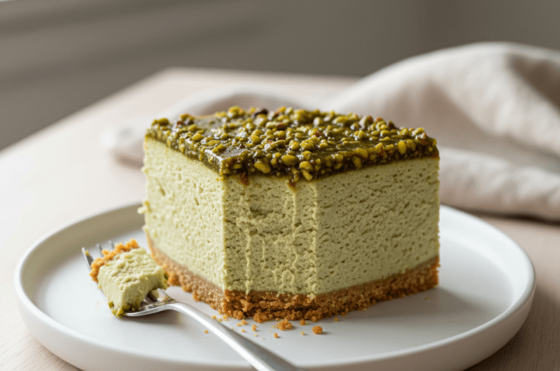 No-Bake Creamy Pistachio Cheesecake