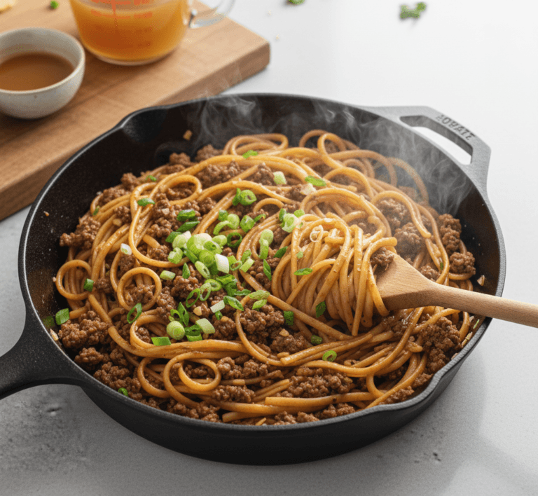 Budget-friendly hoisin beef linguine
